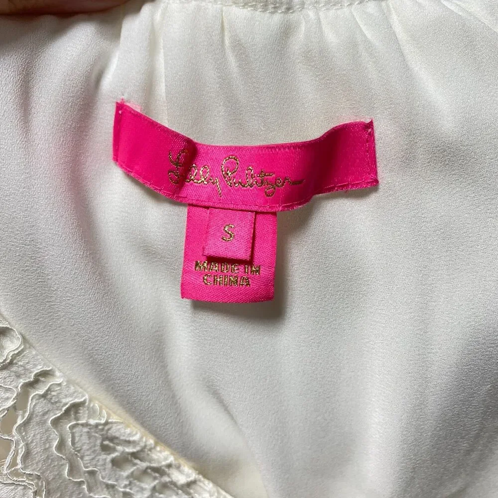 LILLY PULITZER Womens Size Small Keegan Top Style 003168 Coconut White Lace - Picture 7 of 7